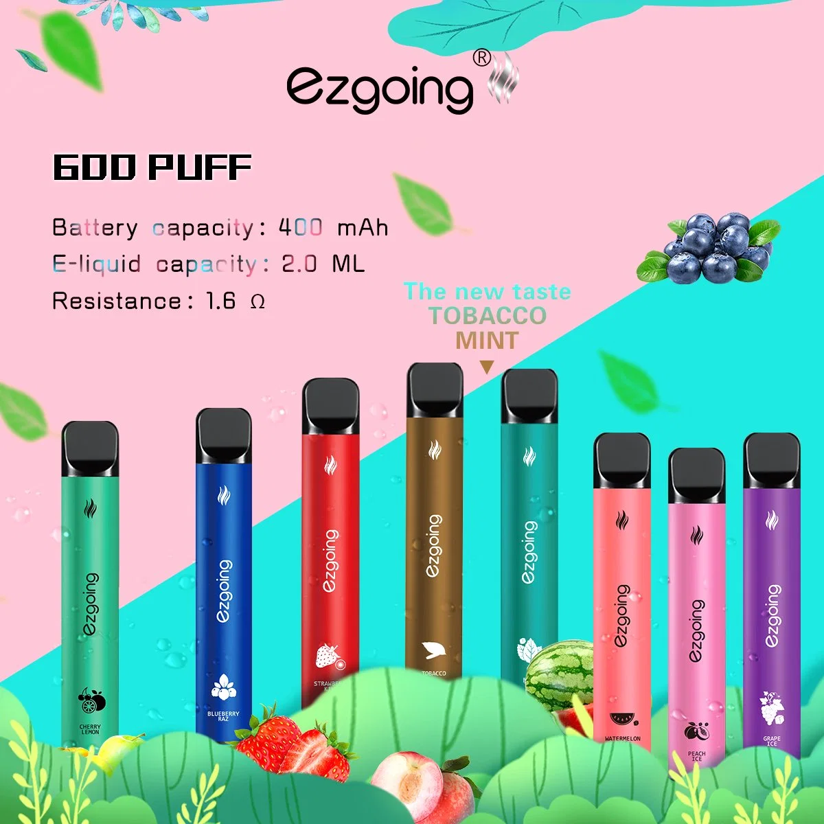 China Manufacturer Vape Hot Selling Big Puff 600 Puff Bar E Cig High Quality Disposable Vape Pod Elf