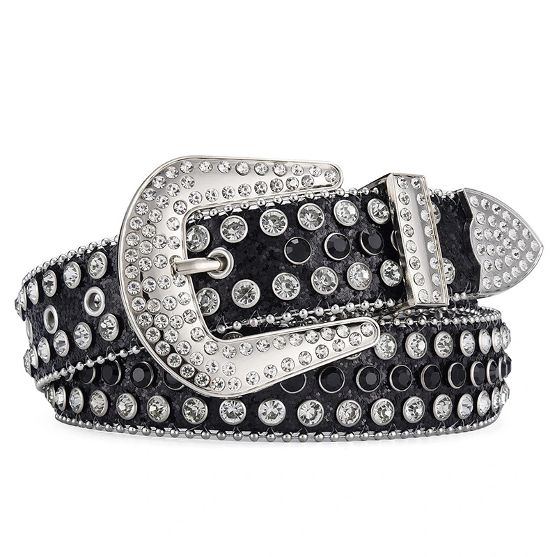 Ceintures en cuir PU Crystal Diamond Factory OEM Fashion pour femmes Ceinture colorée Bling Rhinestones Boucle amovible