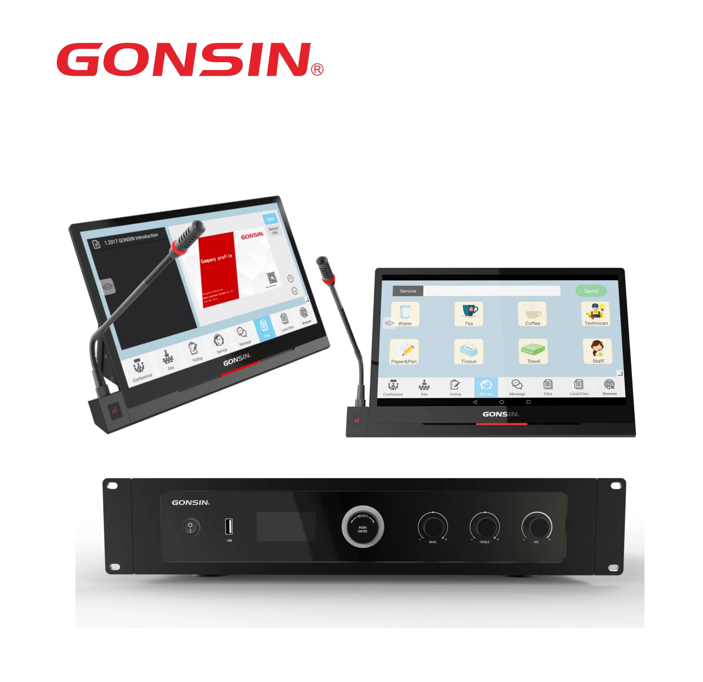 Gonsin Paperless Audio Microphone Conference System with Attendance Registration Function