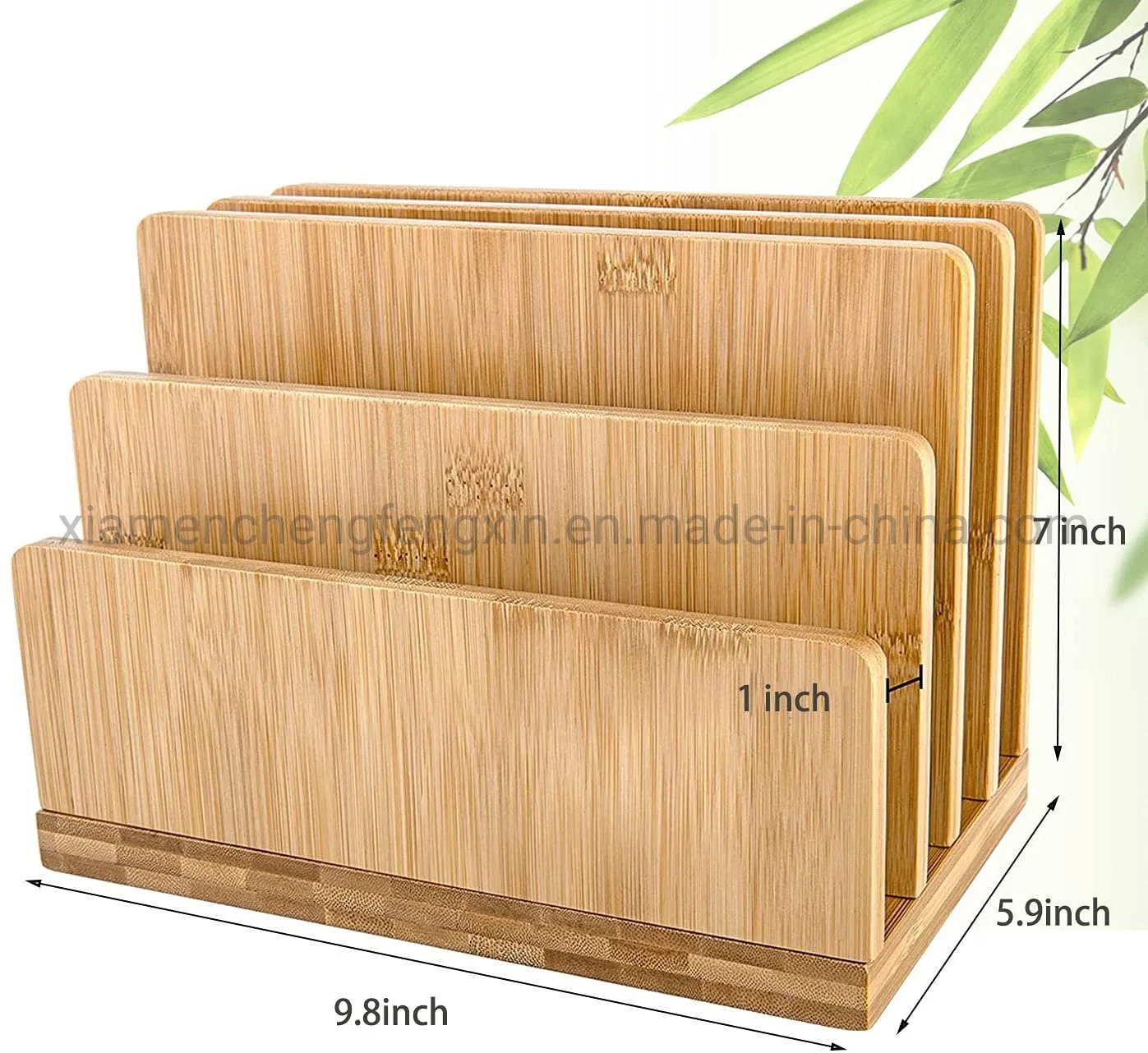 100% Bamboo Desk File Mail Organizer, Stahala 4 Slots Wood Desktop File Folder Sorter Holder for Document/Letter/Envelope/Mail/Paper/Folder/Bill /Filing