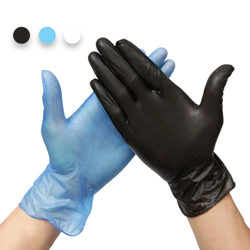PVC jetables de bonne qualité de l'examen Gants en vinyle noir de la sécurité des gants de nettoyage