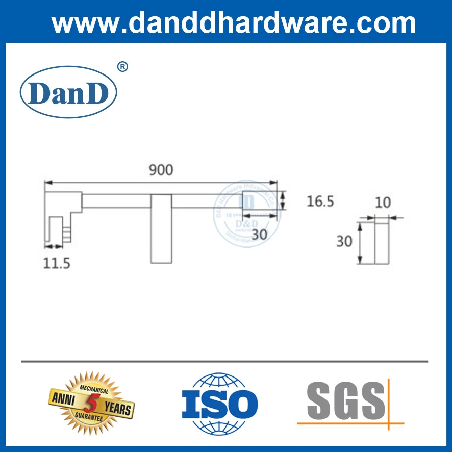 8-10mm Tempered Glass Head Edelstahl Badezimmer Stäbe für Wohn