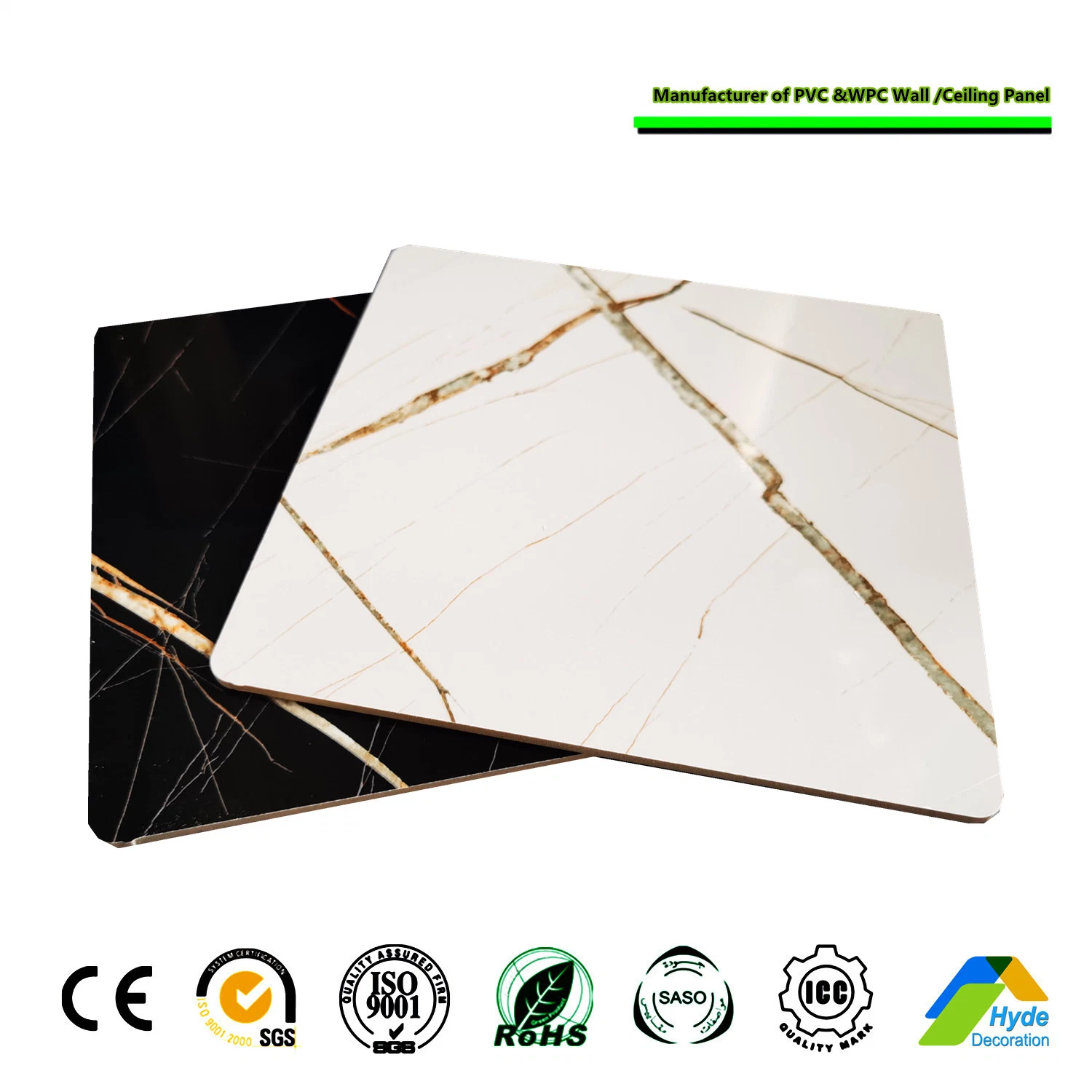 Barniz UV 1220x2440mm tablero decorativo Panel de pared de PVC de la hoja de mármol