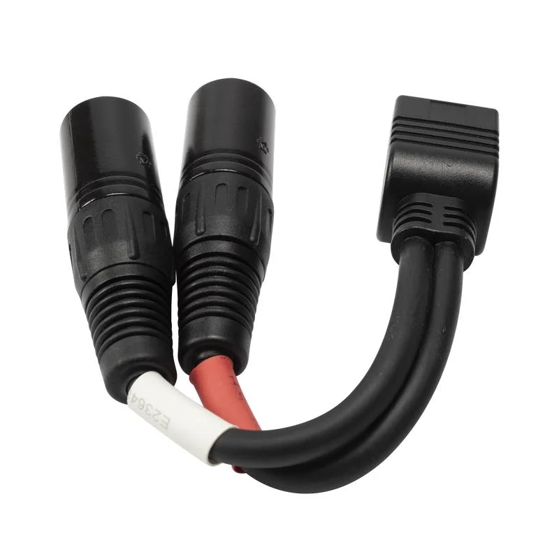 Prix d'usine de haute qualité personnalisé Noir Moulé Ethernet RJ45 Femelle vers Double Adaptateur Femelle XLR pour le transfert de données.