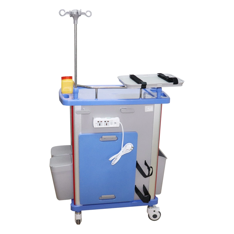 Mobilier hospitalier Chariot d'anesthésie en plastique ABS pour médicaments et traitement d'urgence.