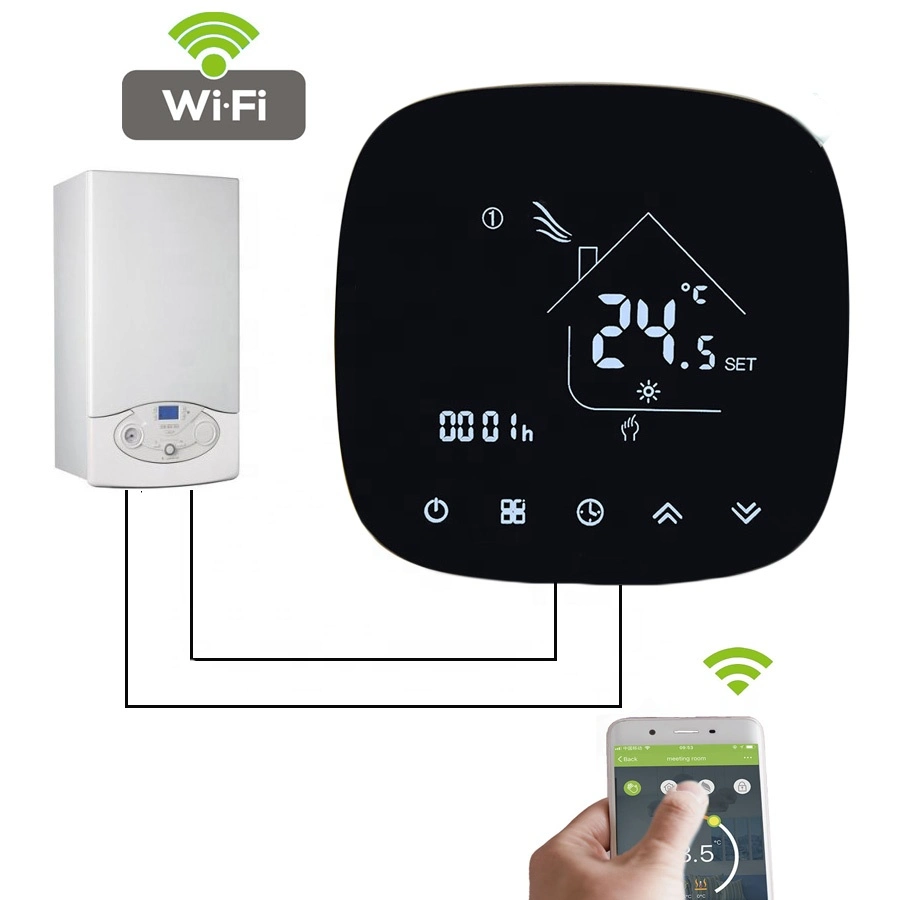 Le WiFi de la commande vocale Htw-Ecb6 chaudière à gaz de commande de température de chauffage Thermostat numérique