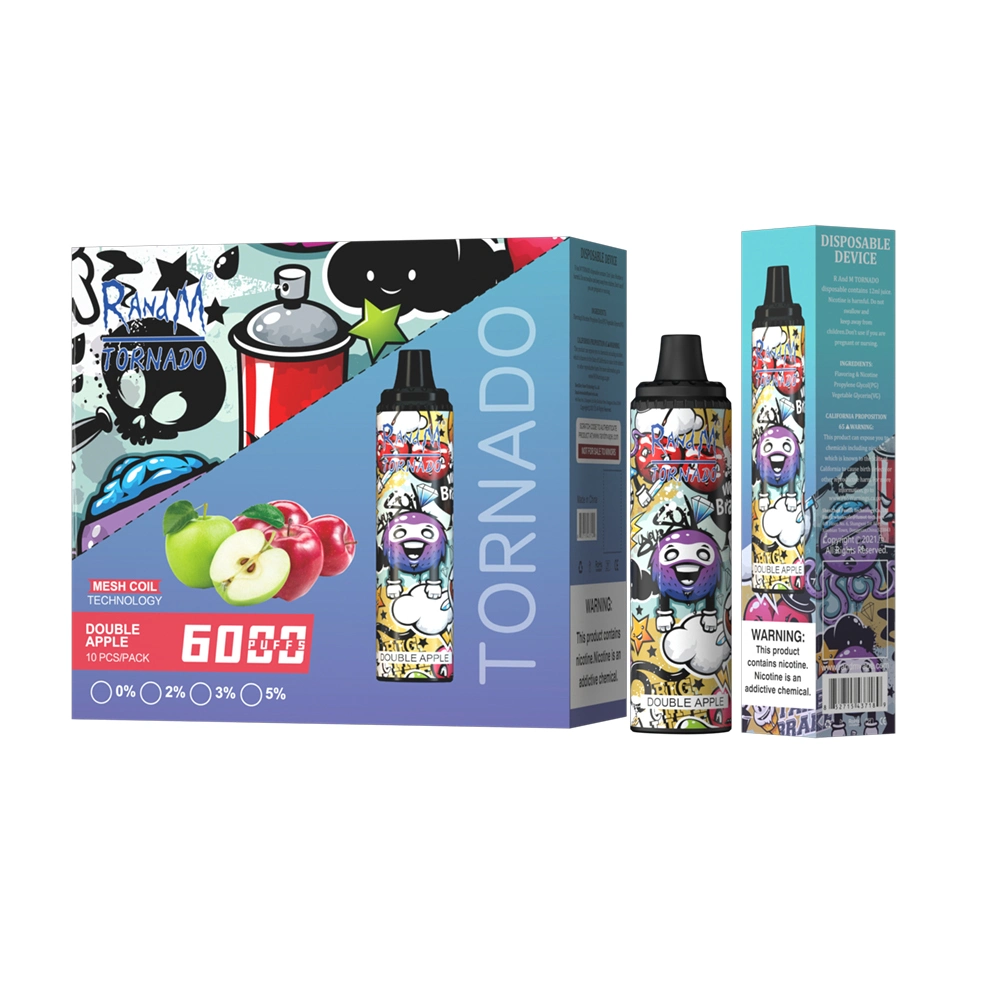 Multiple Fruit Flavors Available 12ml E Liquid 2% 5% Tornado 6000 Puffs Randm Disposable/Chargeable Vape