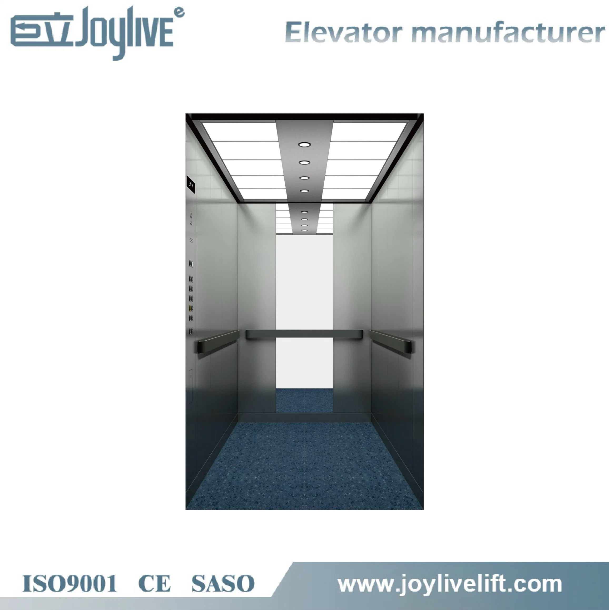 Non Slip Flooring Mirror Stainless Steel PVC Wall Frame 1600kg Medical Hospital Bed Elevator Lifts