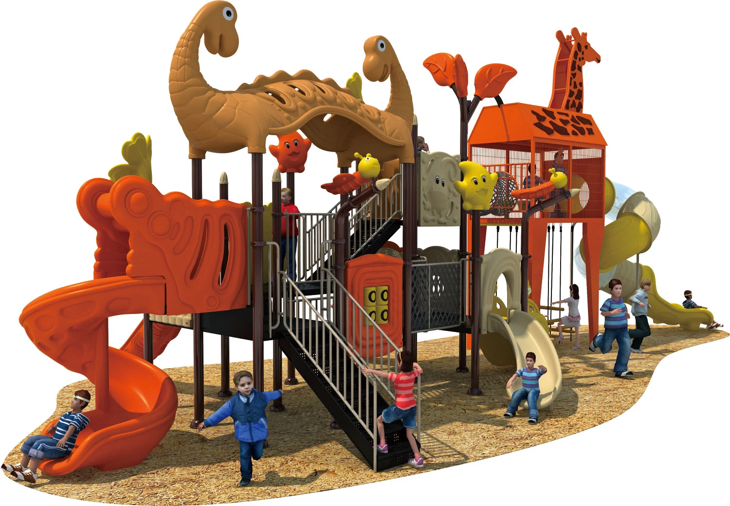 Giraffe Shape Slide S Slide Parque de equipamento de diversões para crianças