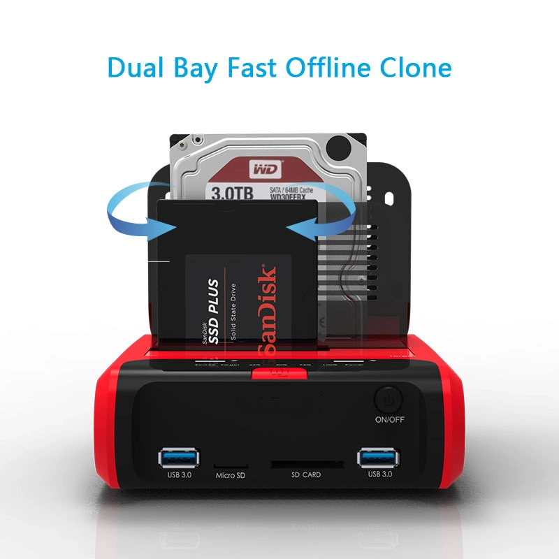 USB 3.0 HDD Enclosure, Plug-and-Play Hot Swappable, Supports All 2.5/3.5-Inch SATA Hard Drive