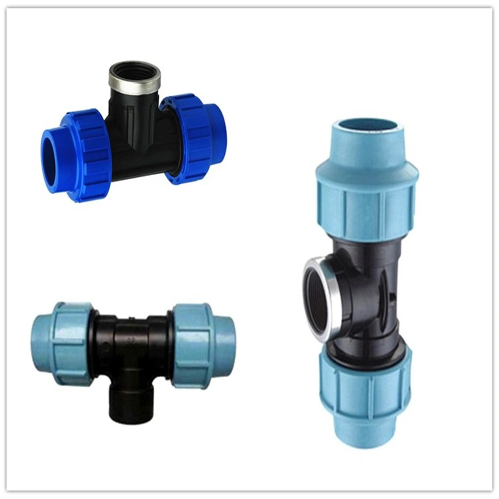 Plastic Quick Pipe Fitting for Irrigation Black PP Compression Reducing Tee