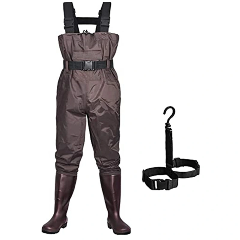 Pecho Wader para los hombres con botas, nylon impermeable transpirable de Pesca con Mosca limícolas de bolsillo con un gran cordón&amp;