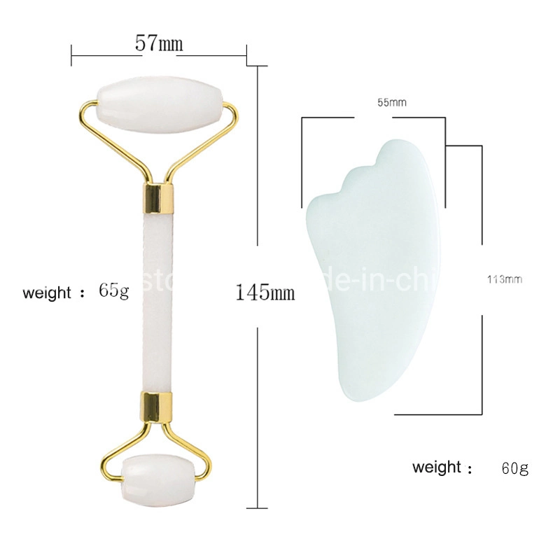 Claro la naturaleza de Cuarzo masaje facial de piedra de rodillos el rodillo de la cara de Jade