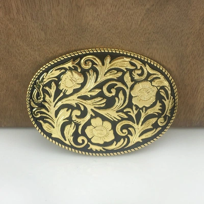 Fivela personalizada de moda de alta qualidade Gold Antique Western Oval Arabesquitic clássico da fivela do cinto de segurança