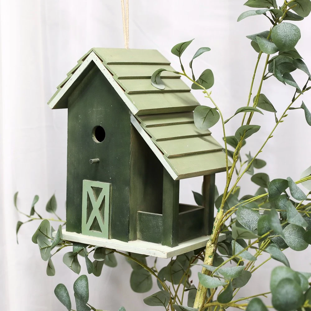 Solid Wood Birdhouse Decorative Wooden Bird Feeder Outdoor House Birdhouse