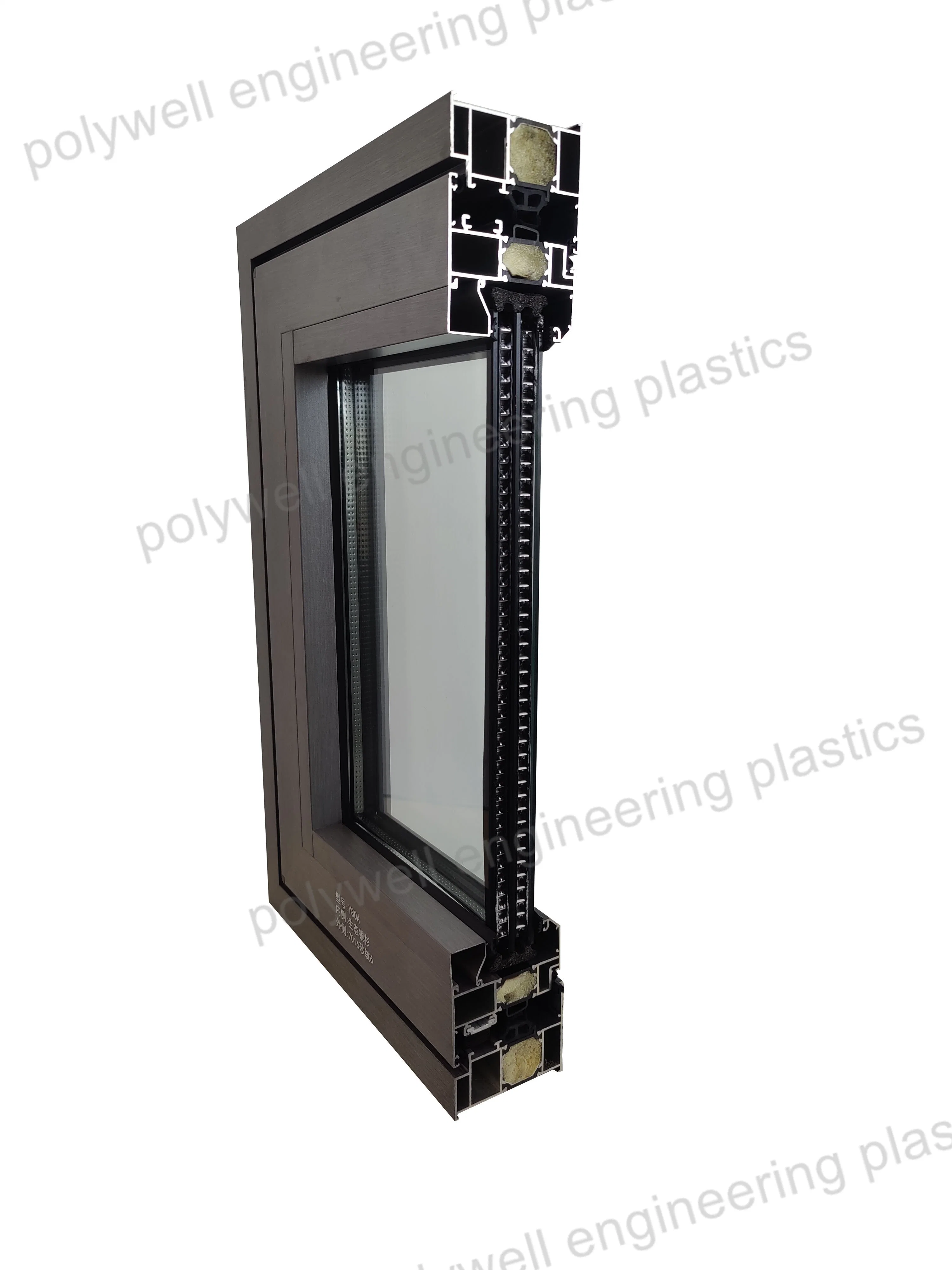 New Design 2 Track Easy-Opening Aluminum Alloy High Strength Double Glass Sliding Window with Heat Insuatlion Profile