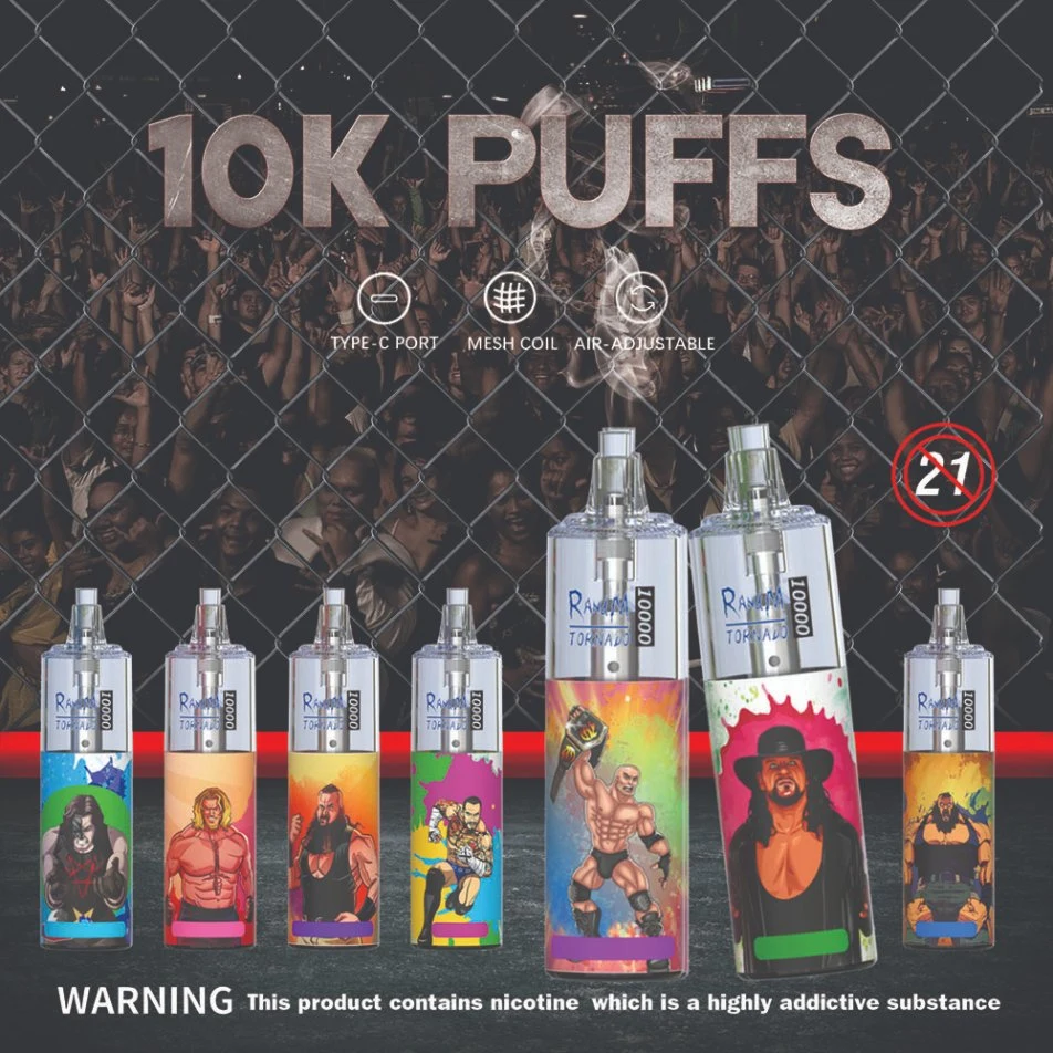 2022 Popular Selling 20ml Large Capacity Disposable/Chargeable Mesh Vape Rechargeable 10000 Puffs Randm Tornado with 12 Flavors