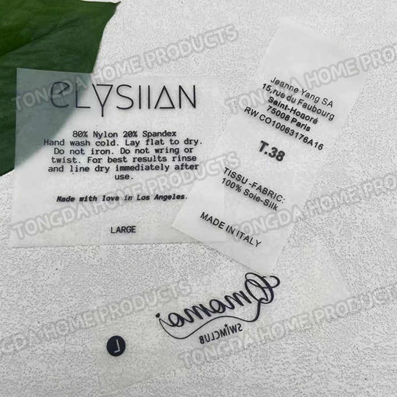 Vestuário de elevada qualidade com acabamento Sport transparente Care Printing em TPU Label Etiqueta personalizada