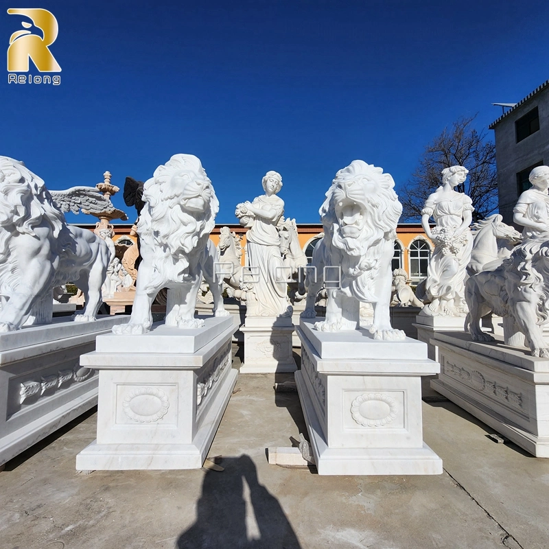 Natural Marble Animal Garden Decoration High Quality a-Grade Marble Lion Estátua de pedra para a venda