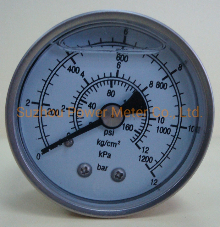 50mm Vibration Resistant Liquid Pressure Gauge Bar Kpa Psi Kg