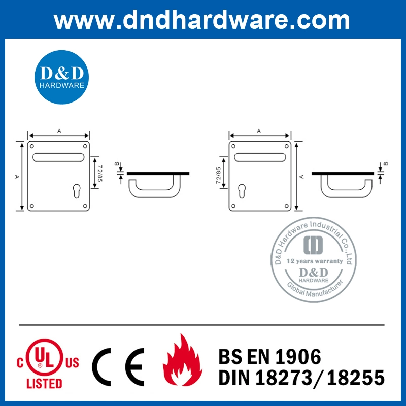 Door Hardware 170X170mm Lever Handle on Back Plate