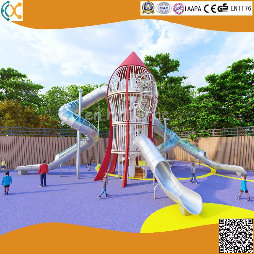 Plane Design Playground Outdoor Stainless Steel Tunnel Slide