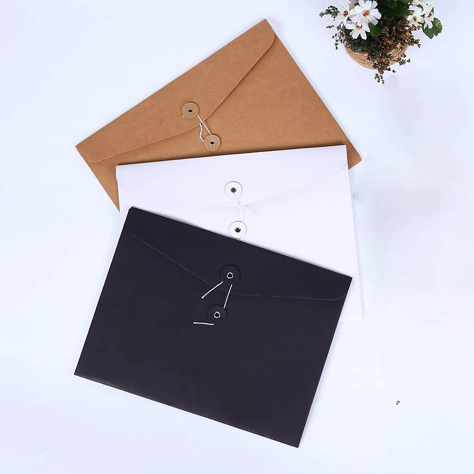 Wholesale/Supplier Kraft String File Folder Filing Envelope Project File Jacket Document Letter Organizer Flat-No Expansion A4 Letter Size (Black)