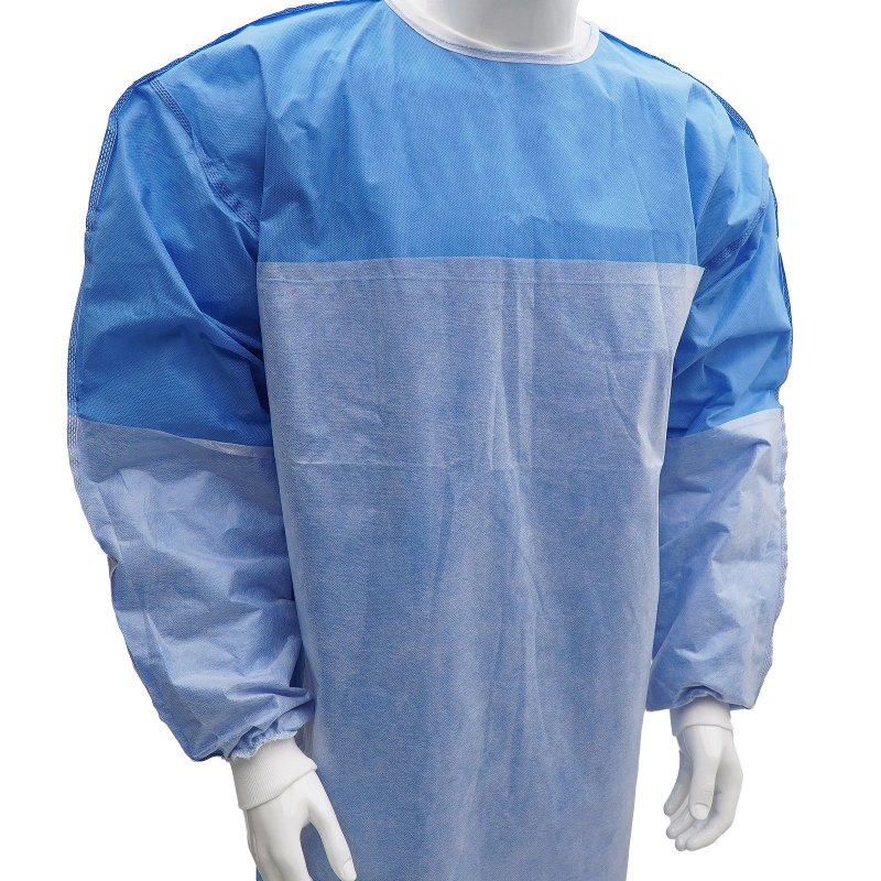 Medical Disposable Reinforced Surgical Gown Waterproof SMS Blue Hospital Gowns for Hospital, Clinic, Laboratory etc.