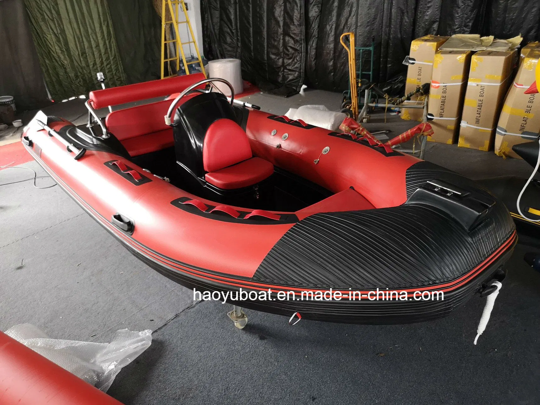 Barco Haoyu 14ft rígido Rib barco con casco de fibra de vidrio de 4,3 m Ce bote hinchable