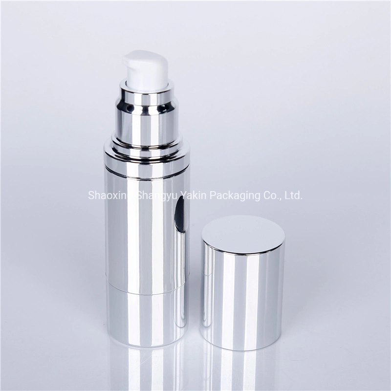 High quality/High cost performance Aluminum Silver Airless Pump Bottle Cosmetic Airless Bottle