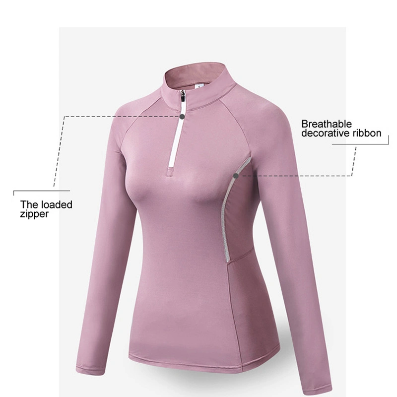 Autumn Women's Running Jacket Fitness Yoga Training Zipper Coat Sports Long Sleeve