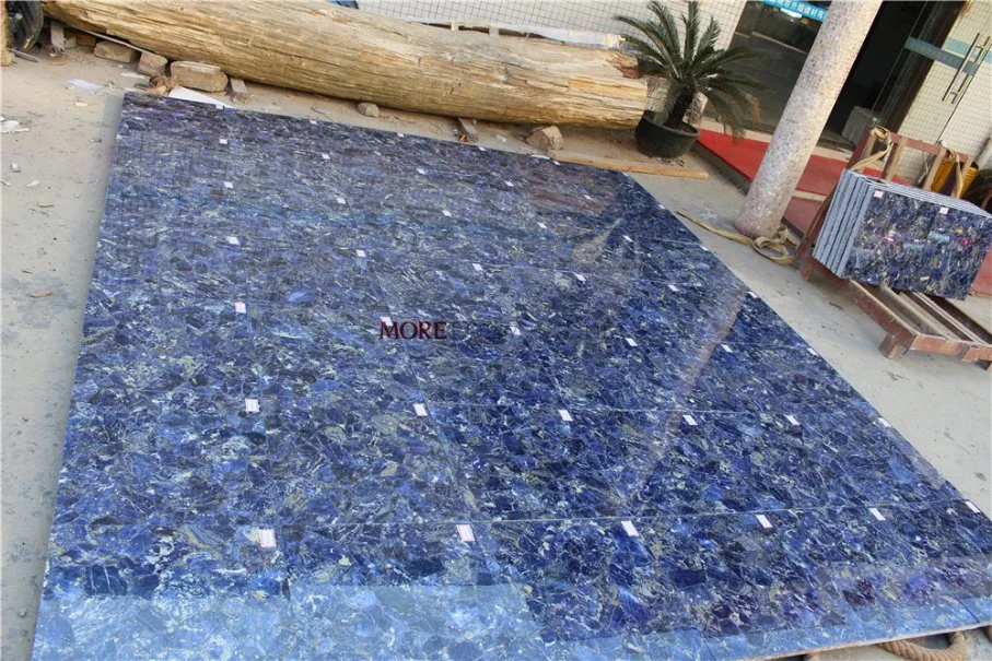 Gemstone Big Sodalite Azul Bahia Blue Granite Marble Slab