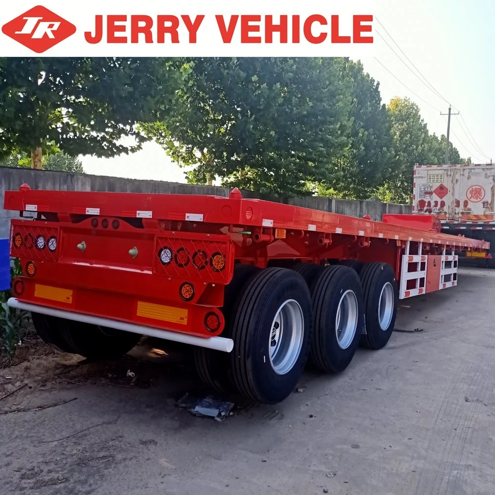 3 Axle Shipping Container Flatbed Transport Semi Trailer Flatbed Truck Trailer