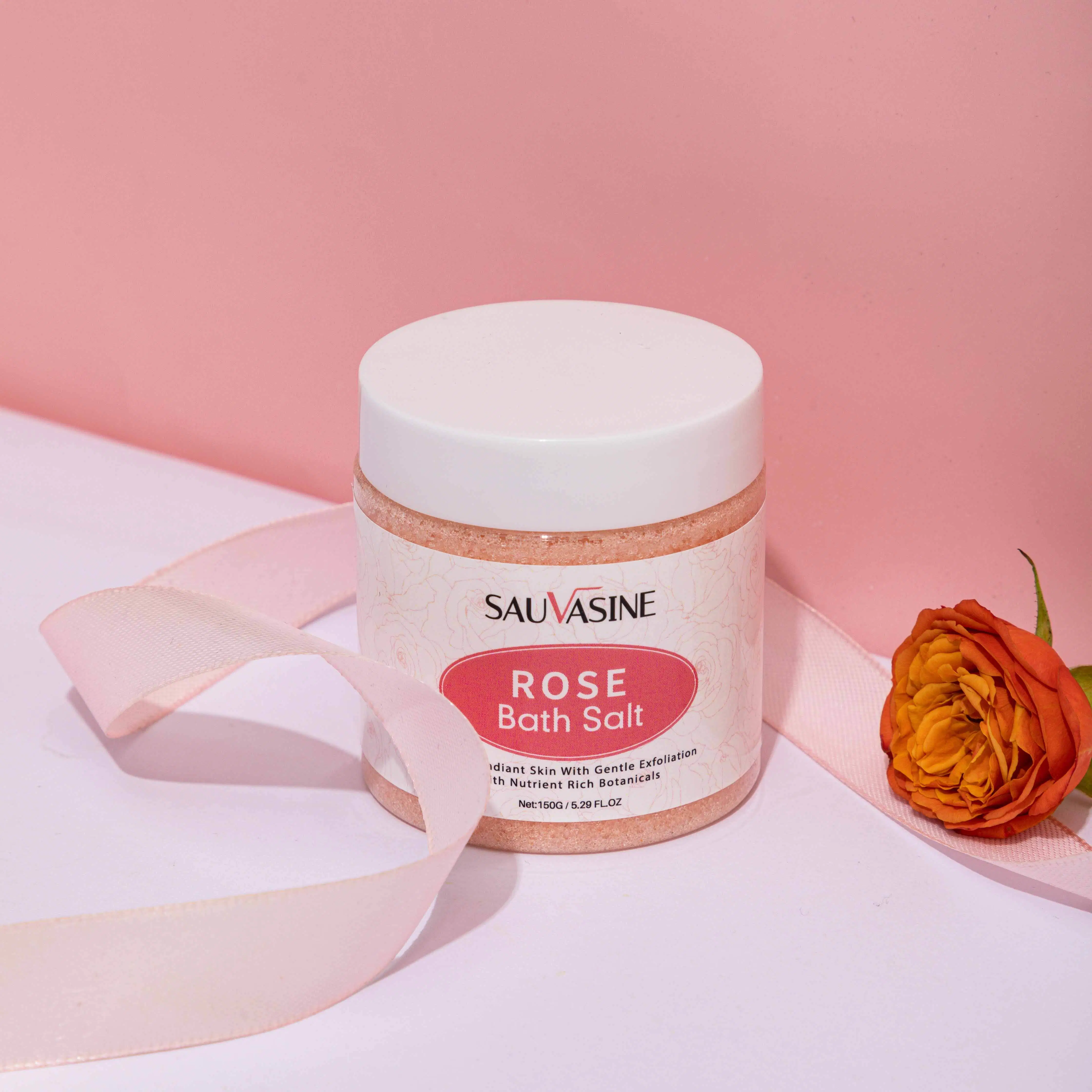 Gommage au sel pour bain de rose en cristal de Detox de la mer Morte de l'Himalaya