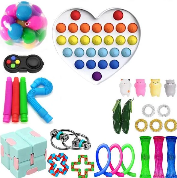 Niños Anti estrés Fútbol cuclillas de juguete silicona estrés burbuja sensorial Juguetes Fidget Toys Set