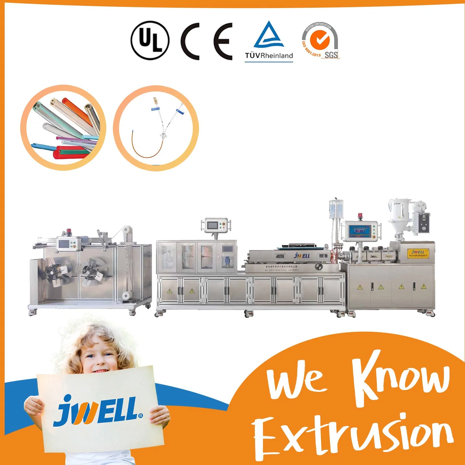 Jwell Medical Pipe Extrusion Line/Plastic Tube Extruder PVC/TPU/EVA Hose Making Machine