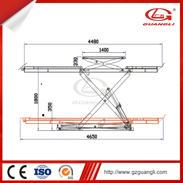 Guangli Newly-Design Auto Hydraulic Scissors Car Lift 3500 Garage Equipment