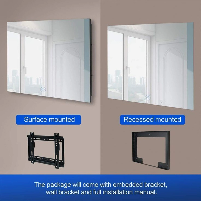 Factory Direct pantalla táctil de 75 pulgadas espejo de pared rectangular interactivo TV LED Luz impermeable Smart Magic Mirror TV