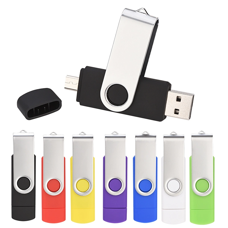 Metal giratorio OTG Teléfono móvil disco USB Android ordenador Dual Unidades flash de propósito