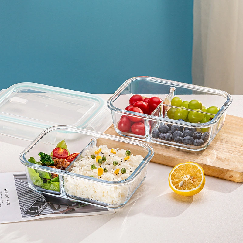 Borosilicate Glass Meal Food Containers Box for Food Storage with 2 Compartment