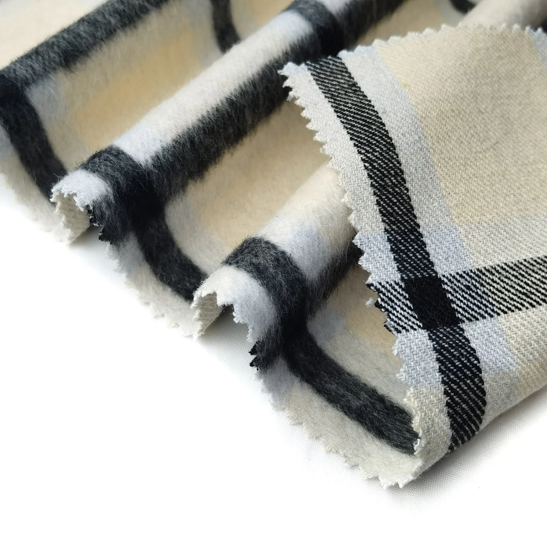 Wholesale/Supplier Single Side Woven Jacquard Plaid Fur Fabrics for Clothing