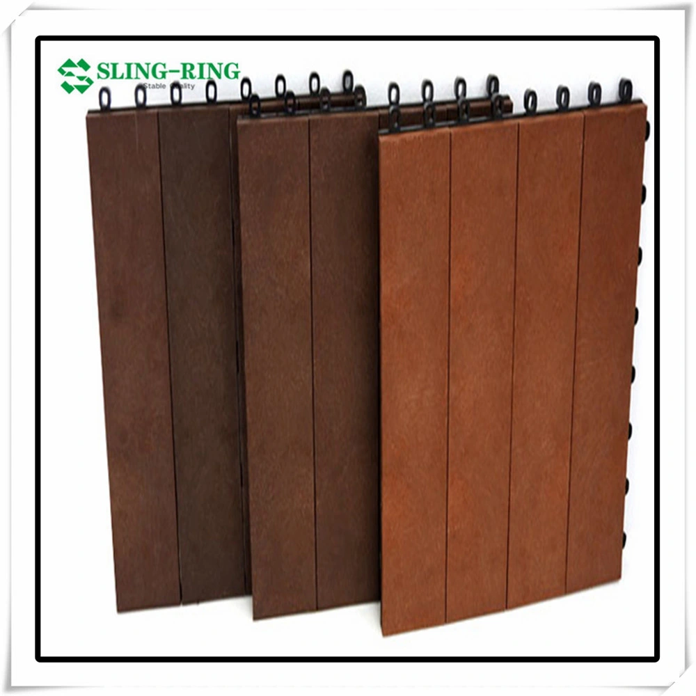 Outdoor Wood Grain Deep 3D Embossing Wood Plastic Composite WPC Deck Tiles