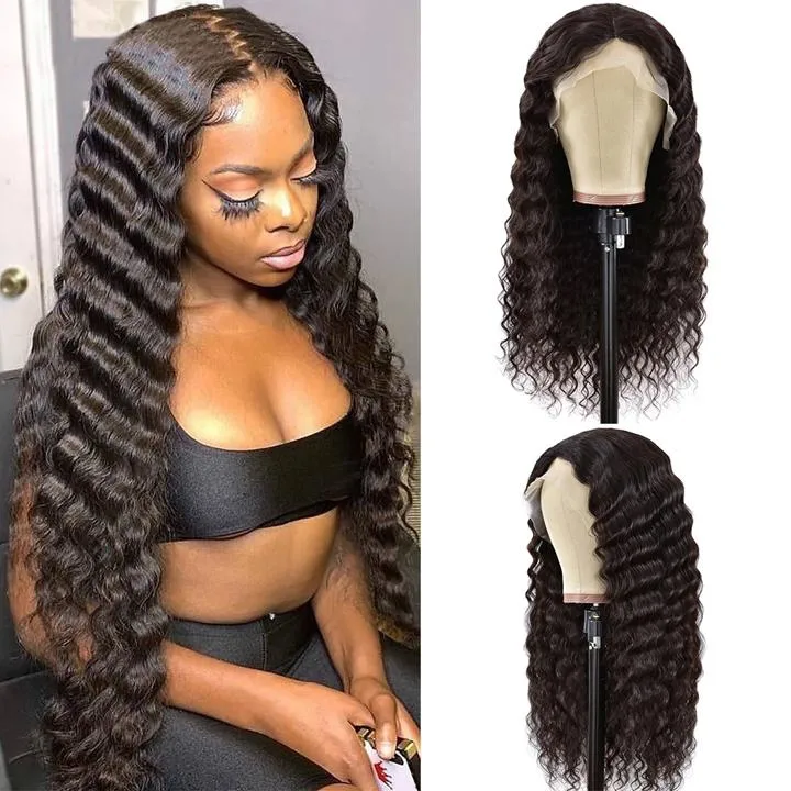 Front Wigs Transparent Deep Wave Curly Virgin Brazilian Full Lace Wig