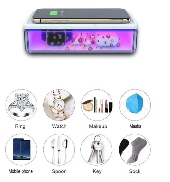 Cuadro de Esterilizador UV cargador inalámbrico para teléfonos móviles de desinfección ultravioleta UV Celular higienizador