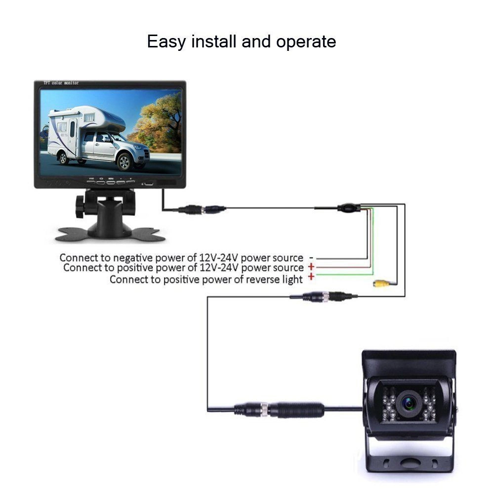 Truck/RV/Camper/Commercial Vehicle Backup CCD Camera+7" Monitor Rear View System