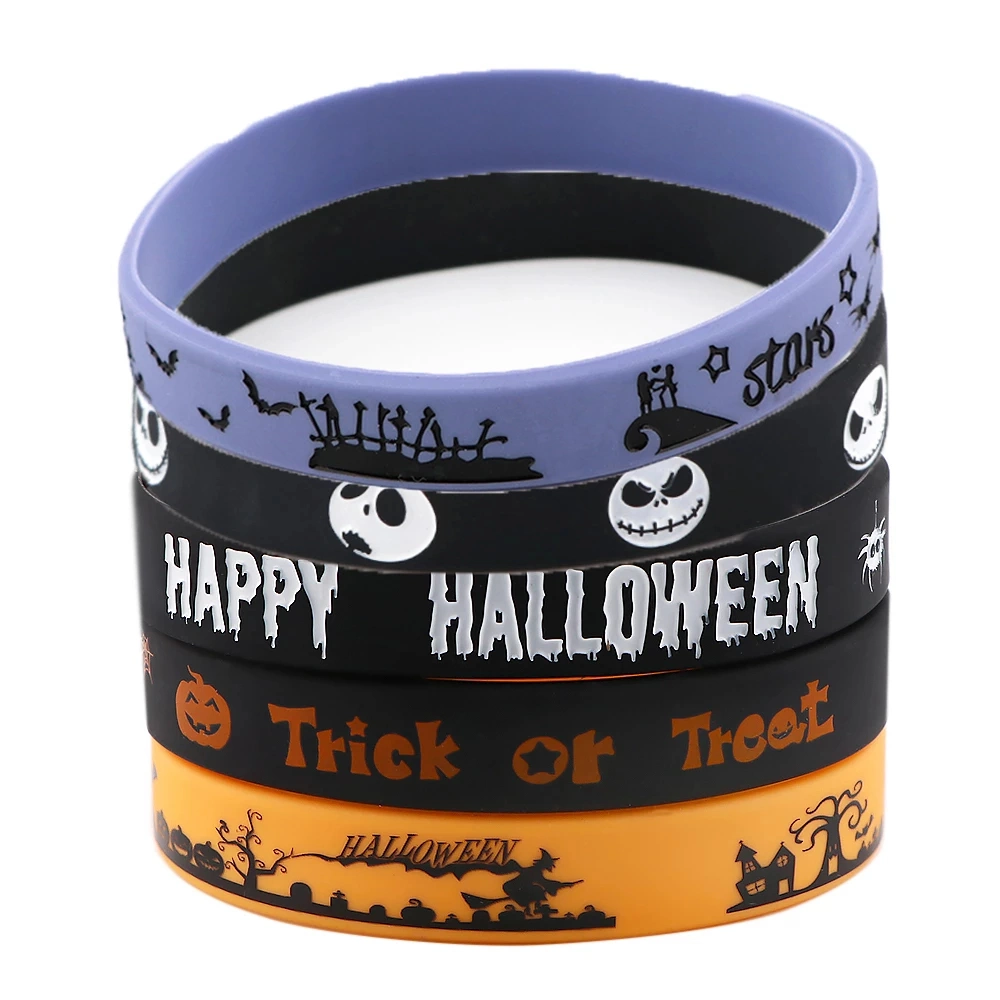 RFID Silicone Halloween High quality/High cost performance  Promotional Gift Keychain Lifesaving Event Party PVC Bracelet Hot Selling Holiday Embossed Wristband for Souvenir