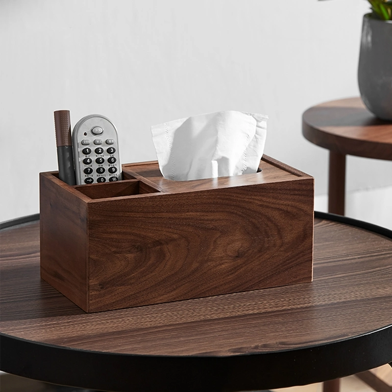 تصميم جديد Wood Multi-Functional Tissue Box Accessories Organizer