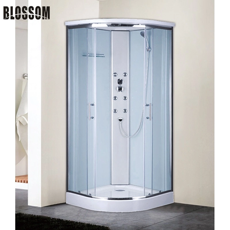 White Frame Square Prefabricated Simple Cabin Bathroom with Handle Shower