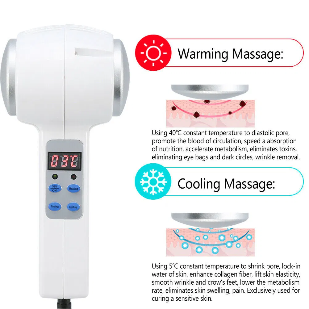 Facial Beauty Ice Massager Pore Tightening Massage Roller Blue Light Hot Cold Hammer