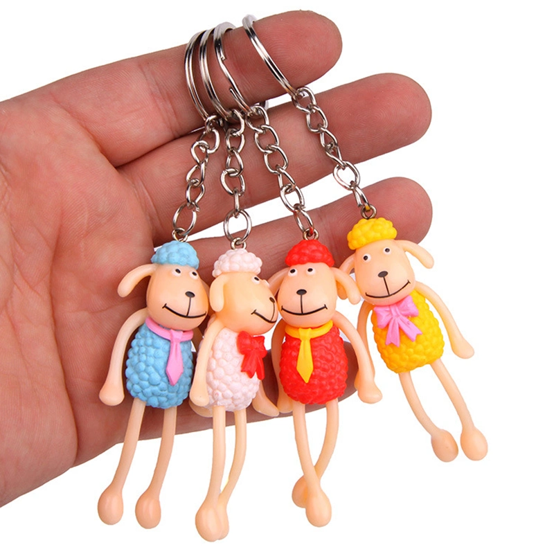 Heißer Verkauf Kinder 4PCS lange Beine Schafe Paare Geldbörsen Taschen Dekoration Anhänger Geschenk Souvenir Tier Schlüsselanhänger Set